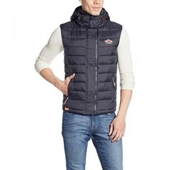 SUPERDRY Abrigo Impermeable Fuji Doble Cierre con Capucha, Chaleco para Hombre, Azul (Navy11S), 2XL