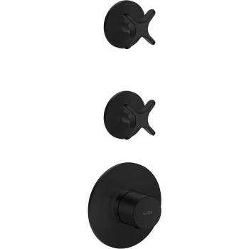 Hansgrohe AXOR One Thermostatmodul, 2 Verbraucher, Unterputz, Kreuzgriff, schwarz matt