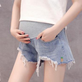 Shorts de grossesse légers en denim stretch