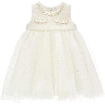 Monnalisa Beige Tweed Tulle Gown – 3Y