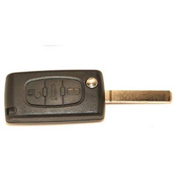 Kit de remplacement clé Peugeot/Citroën – coque + lame 7 mm – 3 boutons – bouton coffre