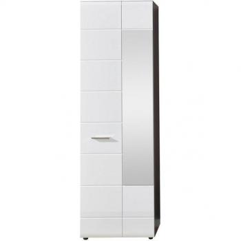 Garderobenschrank mit Spiegel LISBOA-19 in Weiß Hochglanz und Rauchsilber