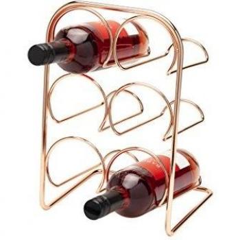 Stainless Steel Wine Rack, 6 Bottles, Copper Detail – Hahn 5060149524080