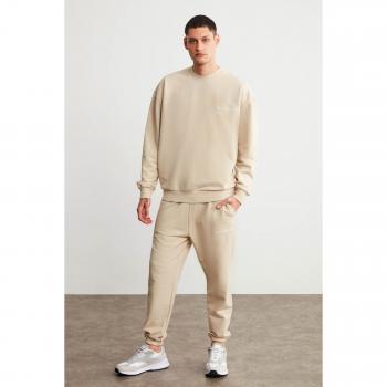 Marshall – survêtement beige pour homme, ensemble de sport avec détail brodé