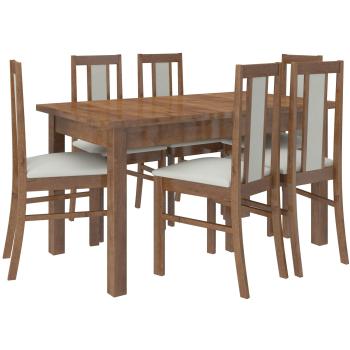 Table à Manger Extensible Louiza avec 6 Chaises en Tissu Clair