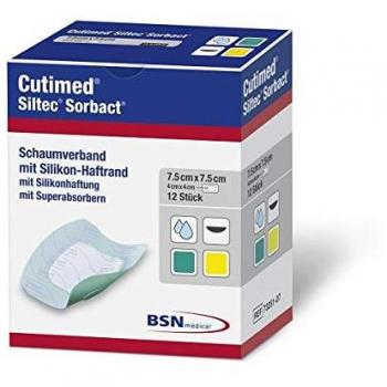 Cutimed Siltec Sorbact PU-Verband 10x10 cm 12 Stück