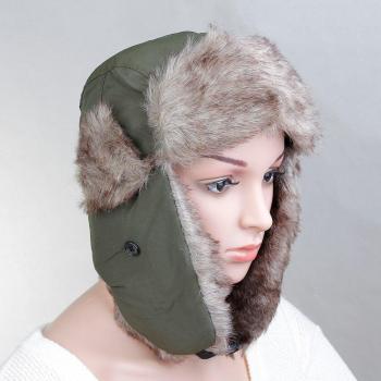 Men's and Women's White Waterproof Lei Feng Hat with Earguards