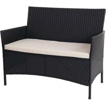 MCW Bank Hamar-B – Armlehne, anthrazit Poly‑Rattan, wasserdichter Bezug