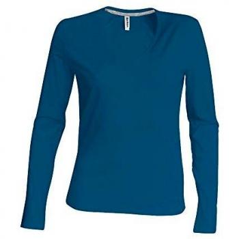 Frauen Langarm T-Shirt Kariban Col V XXL