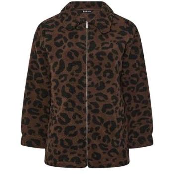 Yours Heavyweight Leopard Fleece – Borg Style, Brown, Women’s 14