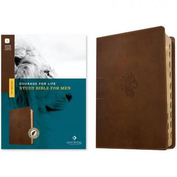 NLT Courage for Life Study Bible for Men, Filament Enabled (Leatherlike, Rustic Brown Lion, Indexed)