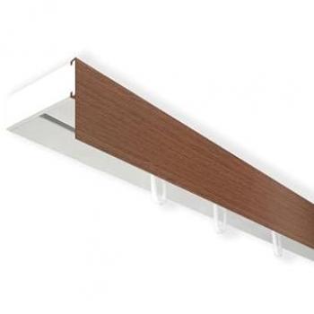 SN DECO GROUP Vorhangschiene „SH‑Modell mit Blendenaufsatz“ – 300 cm, weiß/walnussfarben