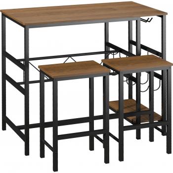 Homcom Set Tavolo con Panca 2 Posti e 2 Sedie Stile Industriale