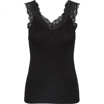 Pieces Tanktop PCBARBERA mit Spitzenbesatz, XL, Schwarz