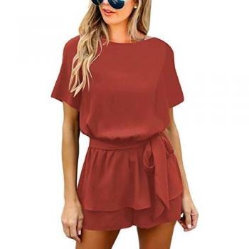 Kurzärmiger Damen-Overall Roskiky – Korallenfarben, Sommer, Größe M