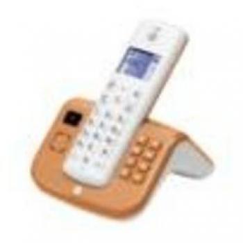 T211CO Motorola Schnurlostelefon – weiß/orange, Freisprechen & ANR