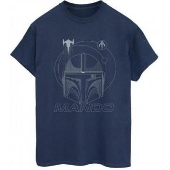 T-shirt Casco Mandalorian Blu Marino per Donne