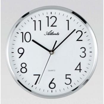 Atlanta Wanduhr Bürouhr Quartzuhr Ø36 cm #400 – Stilvolle Silberschale mit Quartzuhr