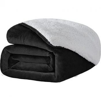 Jeté Canapé Fourrure Noir 130x150 – Réversible