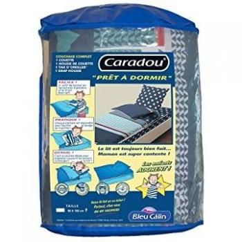 Bleu Câlin Clovis 4 Pièces Couette Incluse Caradou Parure de Lit Enfant, Coton, Bleu Marine, 90 x 190 cm