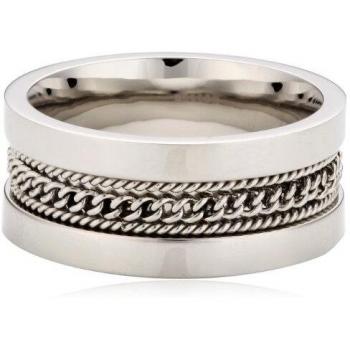 Bague en Acier Inoxydable avec Détails en Cristal