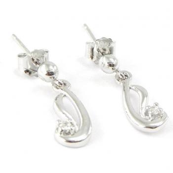 Elegant Câlin White Silver Earrings