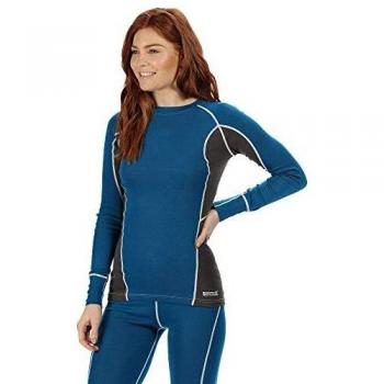 T-shirt Respirant Femme Regatta BERU Laine Merino Manches Longues Petrol Blue/Magnet FR : M
