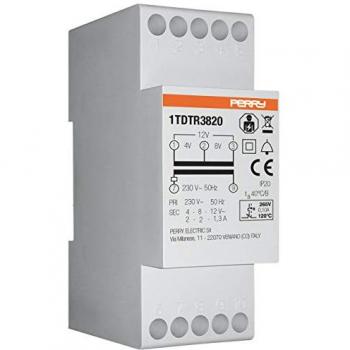 Modèle Wallair 1TDTR3820 : Transformateur de sonnette pour 4V, 8V et 12V avec intensité de 2A