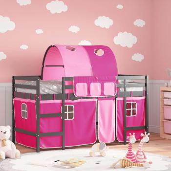VidaXL Kids' Loft Bed with Tunnel Pink 90x200cm Solid Wood Pine