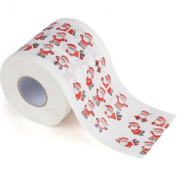 Papel de regalo navideño con diseño de Santa y alces