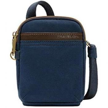 Travelon Mini Courier Anti-Theft Crossbody, Navy, One Size
