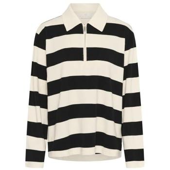Schwarzes Damen Polo Shirt mit Kaffee‑Print (S)