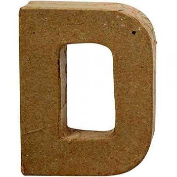 Lettre D en papier mâché, 10 cm de hauteur