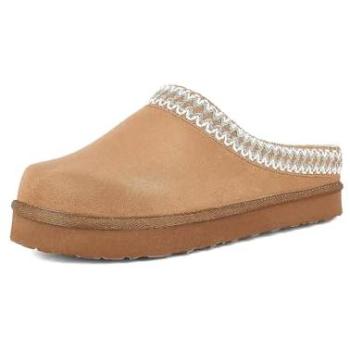 Donna Inblu Pantofole FX-21 con Ricamo Marrone EcoPelo