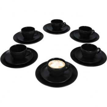 Set de vaisselle 18 pièces Panther en noir mat, Faïence, lave-vaisselle