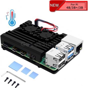 Caja de Refrigeración para Raspberry Pi 4B/3B+/3B con Disipador y Ventilador