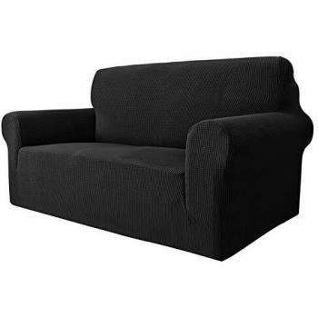 MAXIJIN Black Couch Cover for 2 Seater