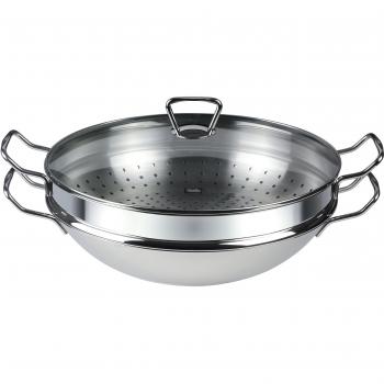 Fissler Wok Nanjing 36 cm con inserto, coperchio in vetro – perfetto per l’induzione
