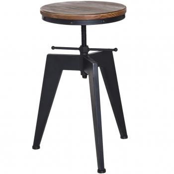 Round Natural Pinewood Seat Bar Stool