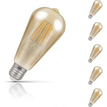 Crompton ST64 LED Light Bulb E27 7.5W (50W Eqv) Warm White 6-Pack Vintage