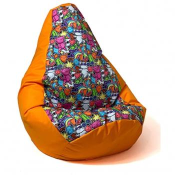 Sako Pouf Pera Stampa Arancio Fiaba2 XL 130x90 cm