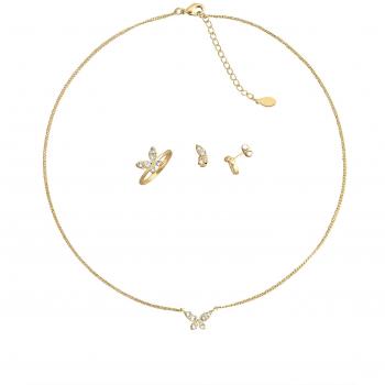 Damen 4‑teiliges Schmetterling Set mit Swarovski Kristallen KLiNGEL
