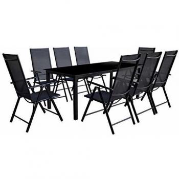 Mobilier de Jardin 9 pcs Aluminium Noir