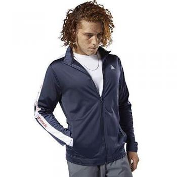 Reebok Men's Training Essentials Linear Logo Zip Sweatshirt in Marine Blue