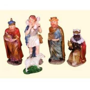 Re Magi, Percorella e Pastore in resina 15 cm Set da 5 pezzi per Presepe