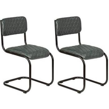 Sillas de Comedor de Cuero vidaXL 2 Piezas Grises