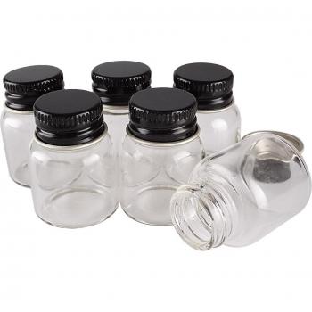 Bocaux en verre 8ml avec couvercles noirs, 5 flacons pour mariage