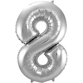 Stilvoller Zahlenfolienballon „8“ – Silber – 86 cm