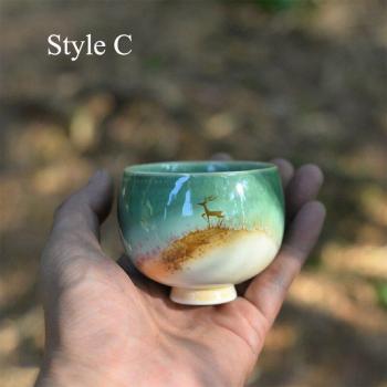 LUWU chinesische Teetasse mit handgemaltem Hirsch