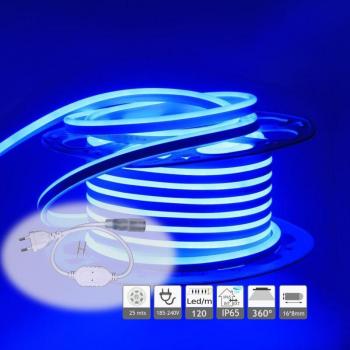 Néon LED flex 25m bleu 120LED/m extérieur